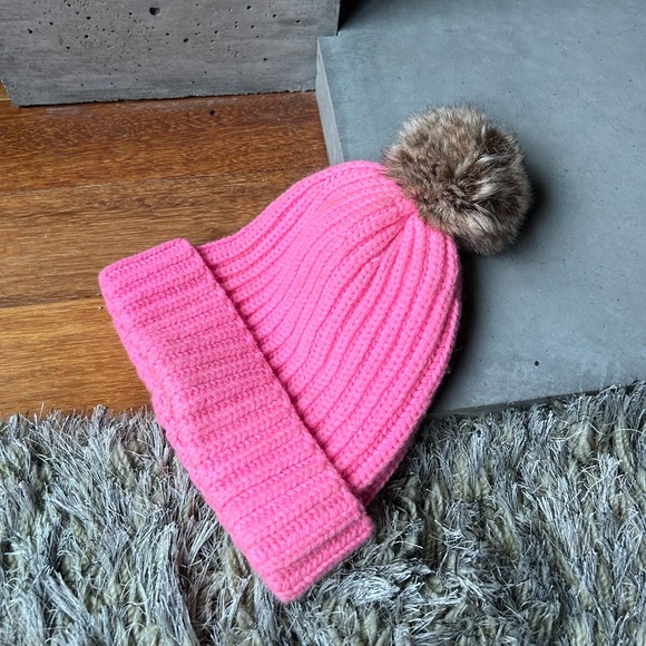 J.Crew Pink Wool Beanie with Pompom - Picture 4 of 4